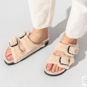 NIB Birkenstock Papillio Arizona Shearling Slide Sandals